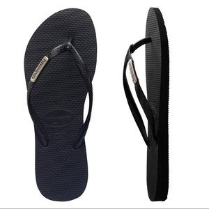 HAVAIANAS Slim Metal Plate Logo Black/Silver